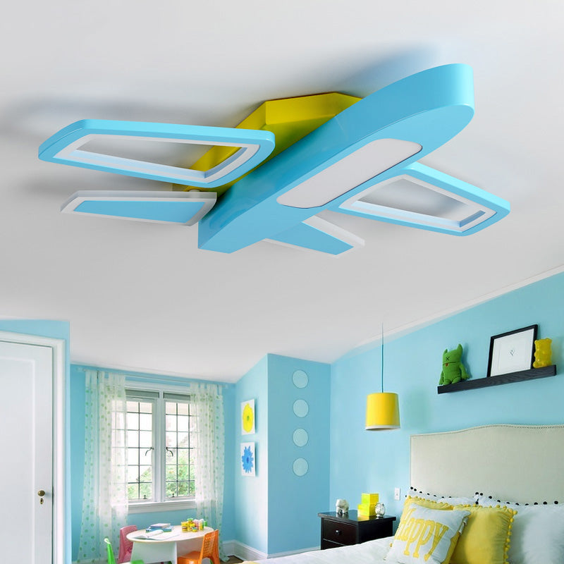 Modern LED Plane Ceiling Light for Kids in White - Perfect for Amusement Park