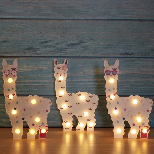 Alpaca Led Wall Night Lamp For Girls Room - Battery Operated And Contemporary Design