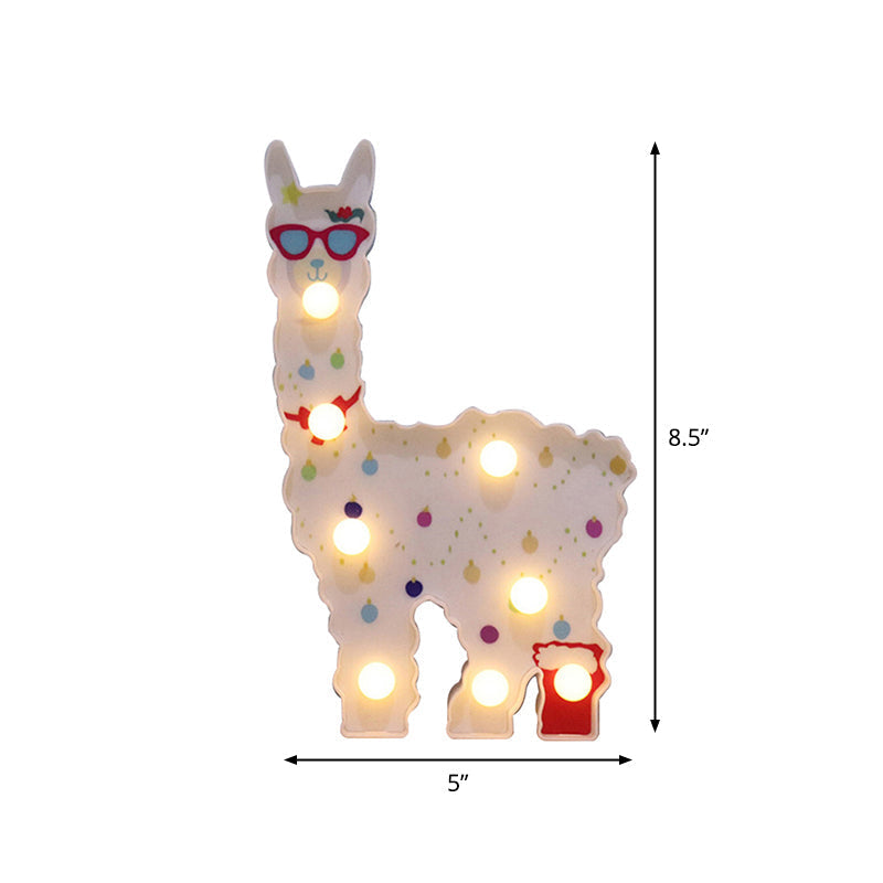 Alpaca Led Wall Night Lamp For Girls Room - Battery Operated And Contemporary Design