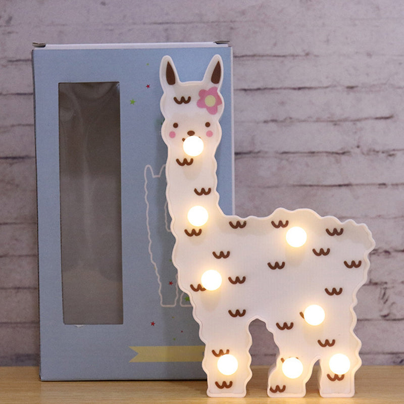 Alpaca Led Wall Night Lamp For Girls Room - Battery Operated And Contemporary Design