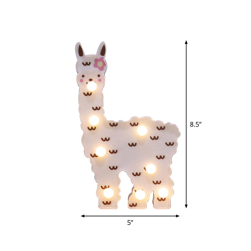 Alpaca Led Wall Night Lamp For Girls Room - Battery Operated And Contemporary Design