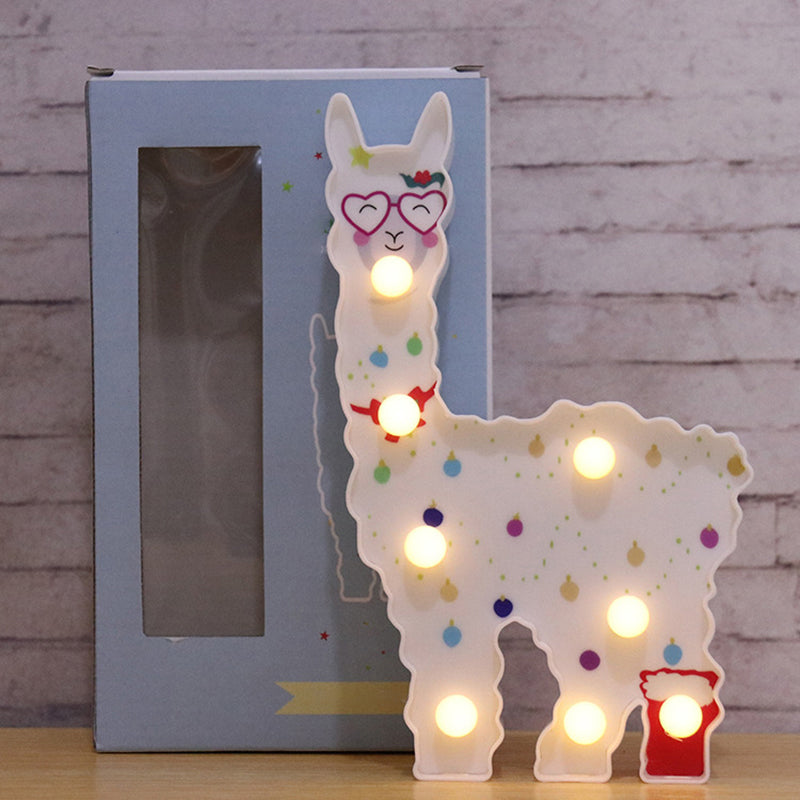 Alpaca Led Wall Night Lamp For Girls Room - Battery Operated And Contemporary Design