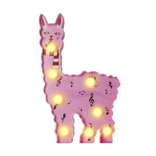 Alpaca Led Wall Night Lamp For Girls Room - Battery Operated And Contemporary Design Pink / C