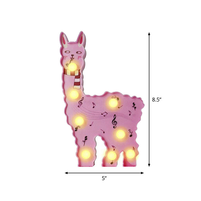 Alpaca Led Wall Night Lamp For Girls Room - Battery Operated And Contemporary Design