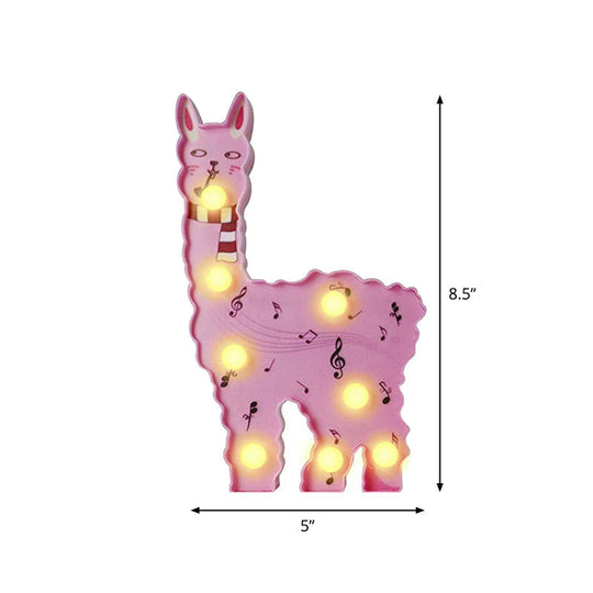 Alpaca Led Wall Night Lamp For Girls Room - Battery Operated And Contemporary Design