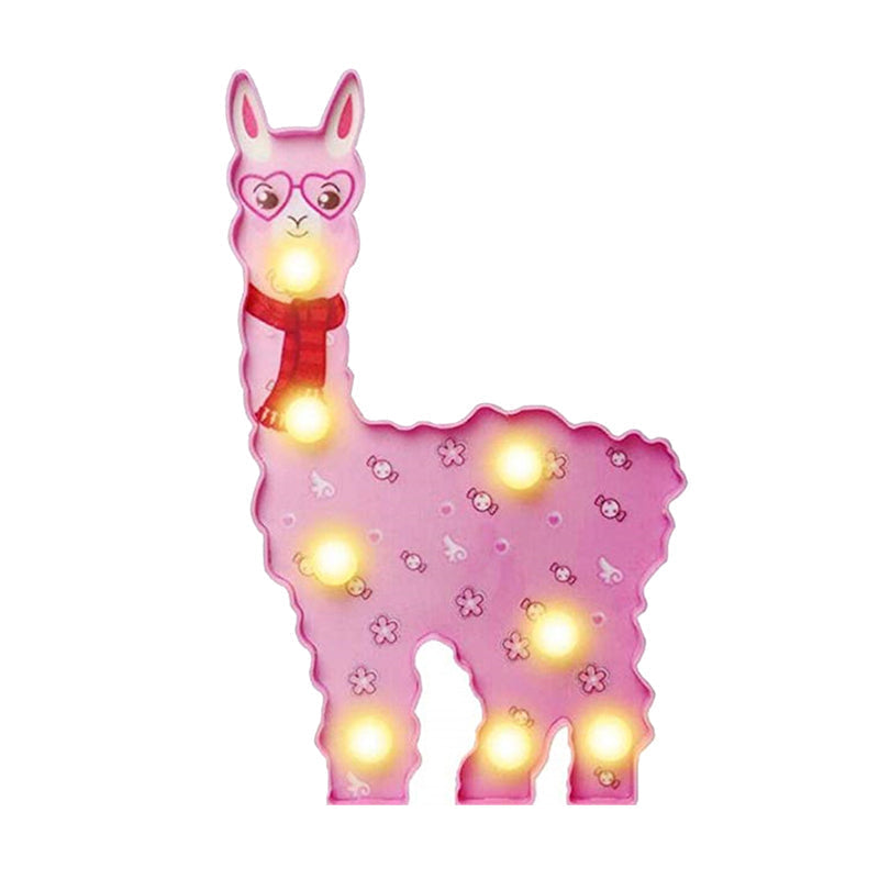 Alpaca Led Wall Night Lamp For Girls Room - Battery Operated And Contemporary Design Pink / A