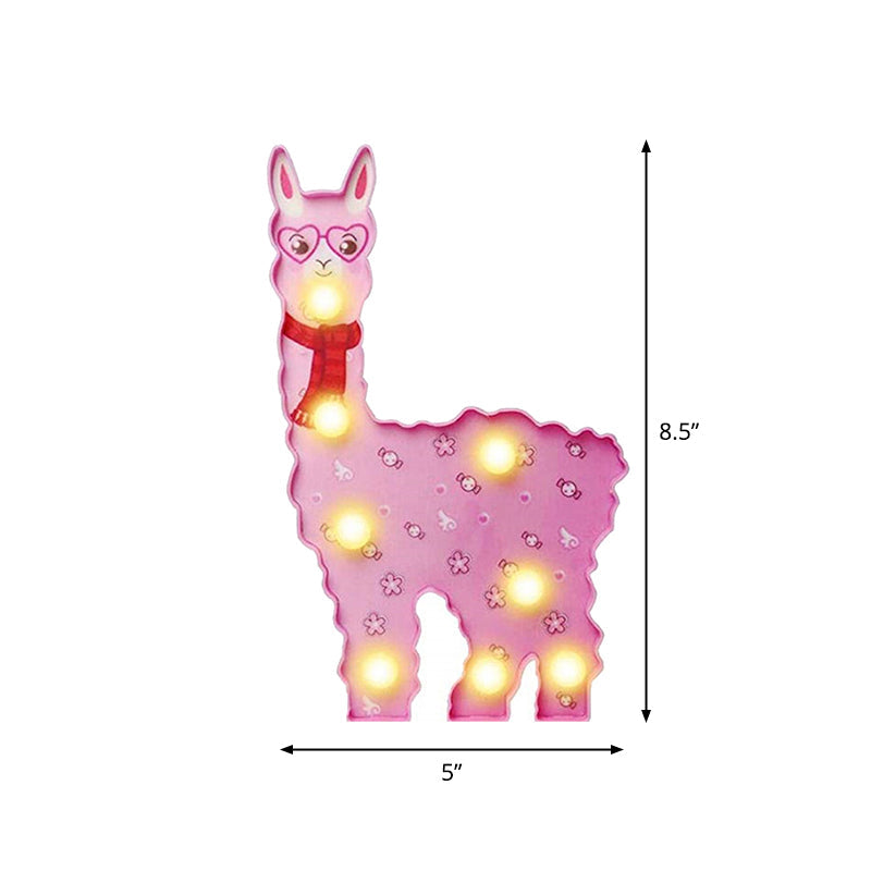 Alpaca Led Wall Night Lamp For Girls Room - Battery Operated And Contemporary Design