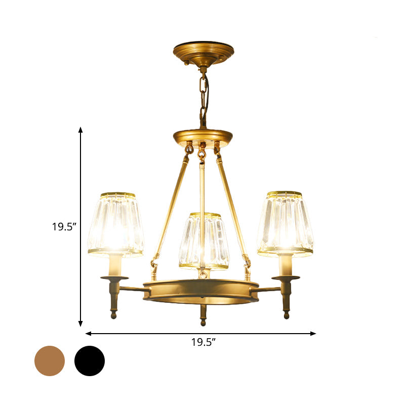 Crystal Hanging Lamp Kit With Conic Metal Ring Design For Living Room Chandelier Lighting