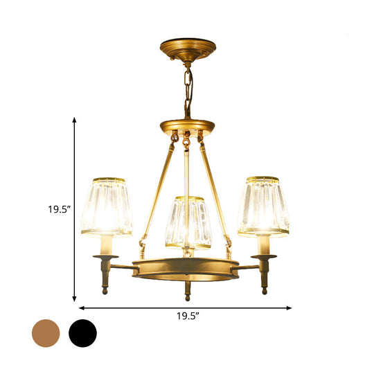 Crystal Hanging Lamp Kit With Conic Metal Ring Design For Living Room Chandelier Lighting