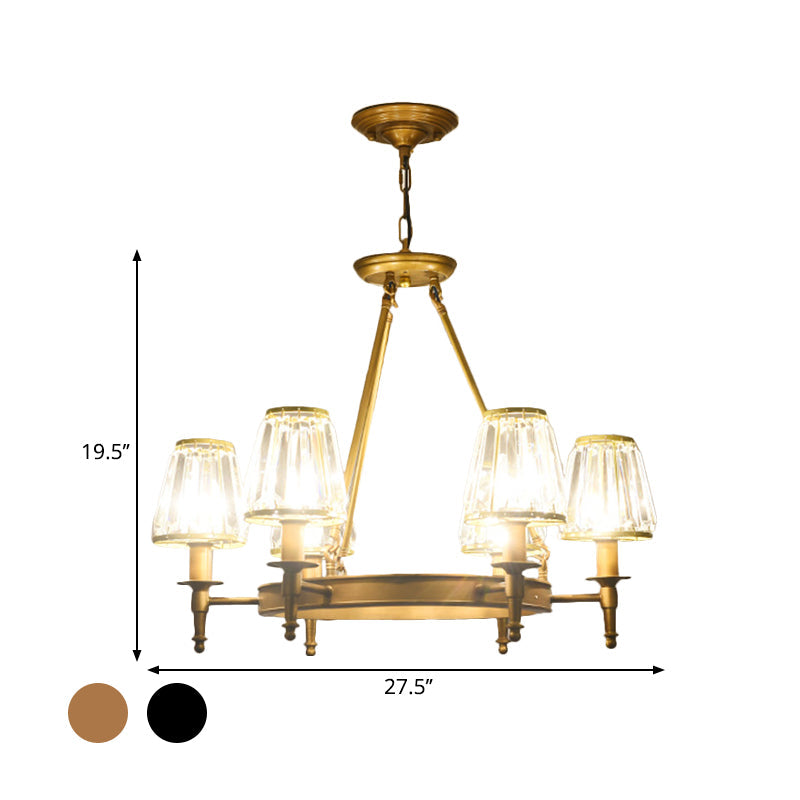 Crystal Hanging Lamp Kit With Conic Metal Ring Design For Living Room Chandelier Lighting