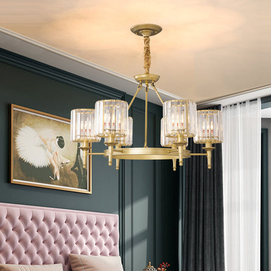 Traditional Crystal Cylinder Chandelier - Elegant Suspension Pendant Light For Living Room