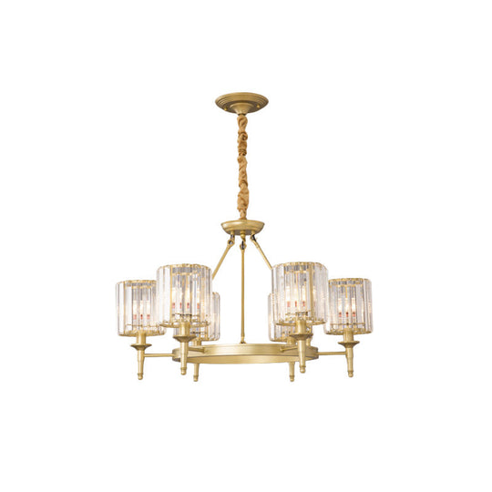 Traditional Crystal Cylinder Chandelier - Elegant Suspension Pendant Light For Living Room