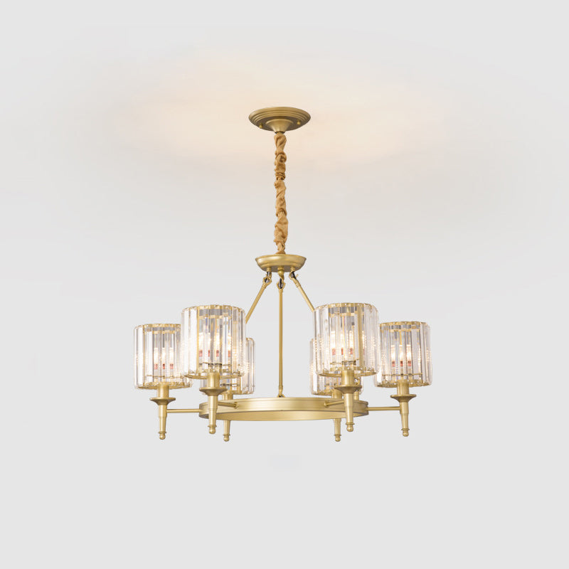 Traditional Crystal Cylinder Chandelier - Elegant Suspension Pendant Light For Living Room