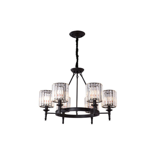 Traditional Crystal Cylinder Chandelier - Elegant Suspension Pendant Light For Living Room