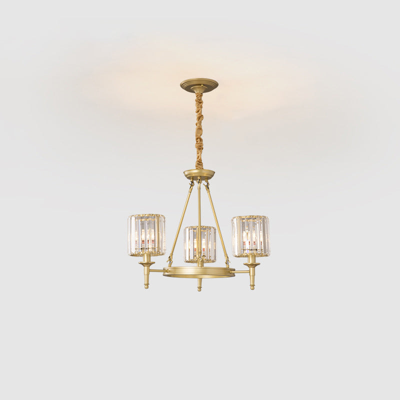 Traditional Crystal Cylinder Chandelier - Elegant Suspension Pendant Light For Living Room