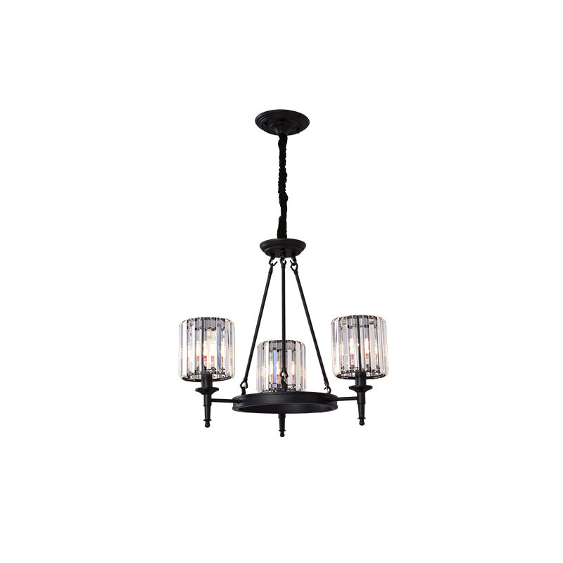 Traditional Crystal Cylinder Chandelier - Elegant Suspension Pendant Light For Living Room