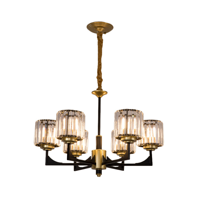 Modern Black & Brass Crystal Prism Chandelier – 4/6/12 Lights