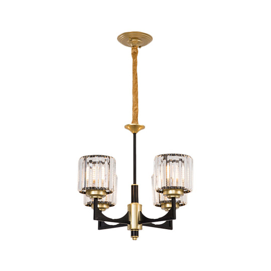 Modern Black & Brass Crystal Prism Chandelier – 4/6/12 Lights