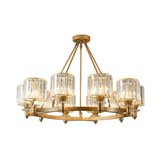 Contemporary Prismatic Crystal Chandelier - Black/Gold - 3/6/8 Head Suspension Lamp for Dining Room Ceiling