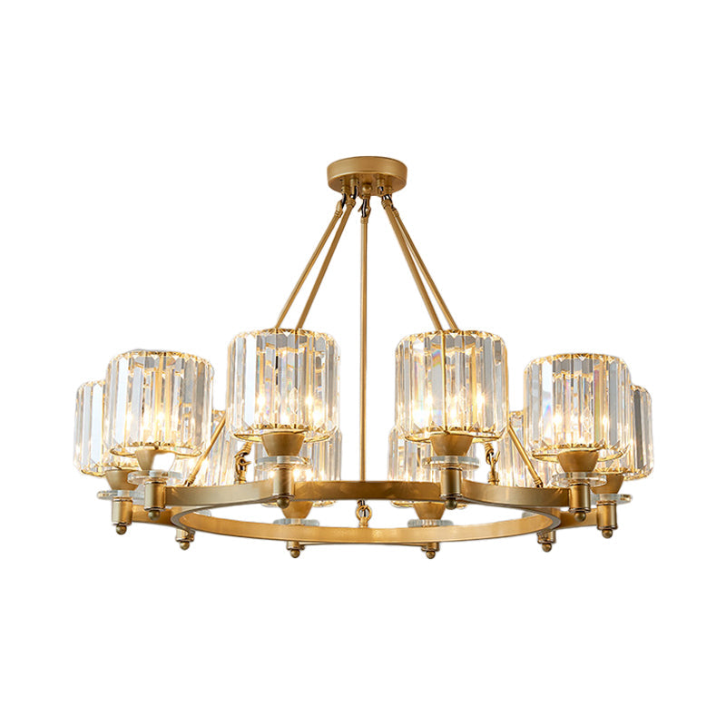 Contemporary Prismatic Crystal Cylinder Chandelier - Dining Room Ceiling Lamp (3/6/8-Head) In