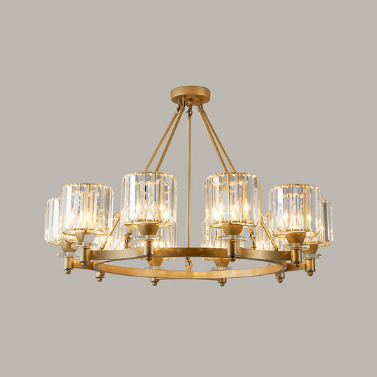 Contemporary Prismatic Crystal Chandelier - Black/Gold - 3/6/8 Head Suspension Lamp for Dining Room Ceiling