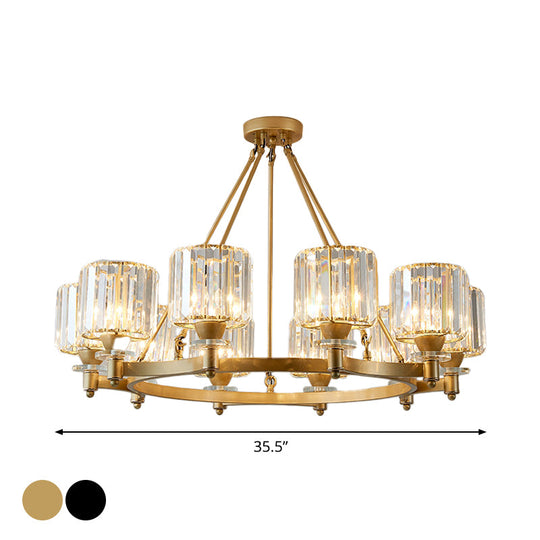 Contemporary Prismatic Crystal Chandelier - Black/Gold - 3/6/8 Head Suspension Lamp for Dining Room Ceiling