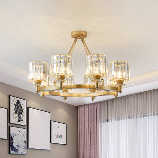 Contemporary Prismatic Crystal Chandelier - Black/Gold - 3/6/8 Head Suspension Lamp for Dining Room Ceiling