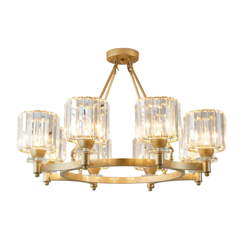 Contemporary Prismatic Crystal Chandelier - Black/Gold - 3/6/8 Head Suspension Lamp for Dining Room Ceiling