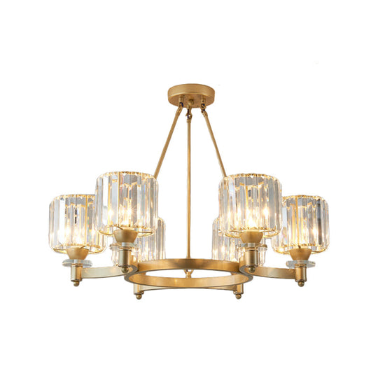 Contemporary Prismatic Crystal Chandelier - Black/Gold - 3/6/8 Head Suspension Lamp for Dining Room Ceiling