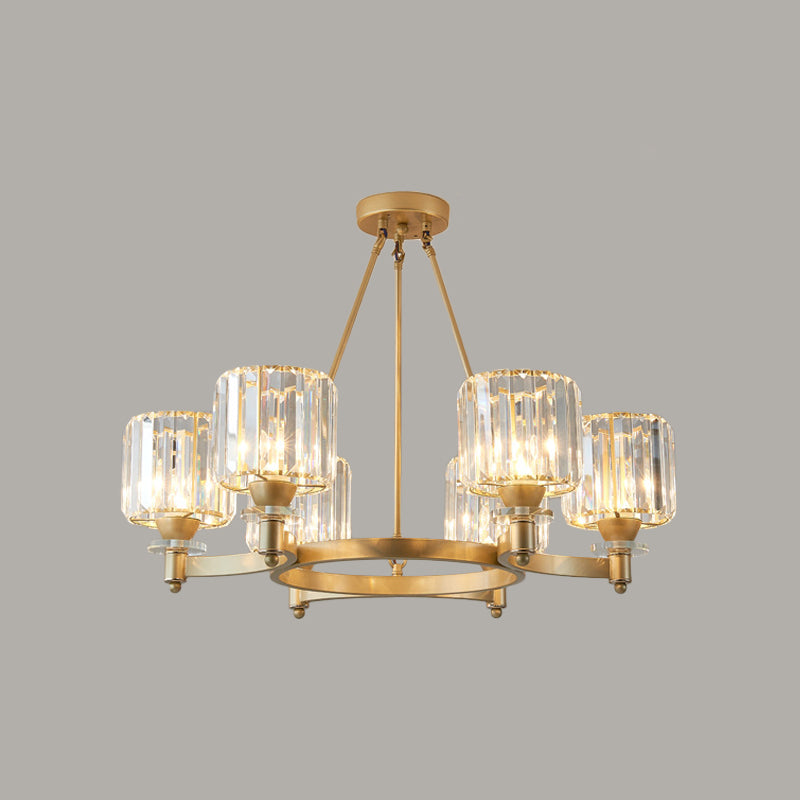 Contemporary Prismatic Crystal Chandelier - Black/Gold - 3/6/8 Head Suspension Lamp for Dining Room Ceiling