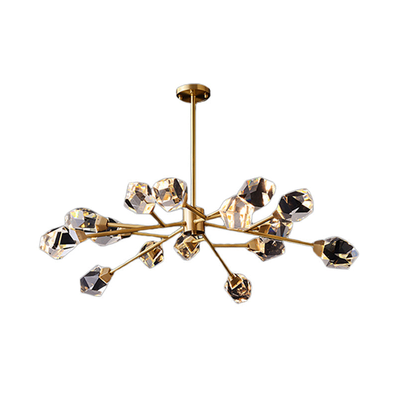 Modern Crystal Block Chandelier: Stylish 6/15/18 Lights Ceiling Pendant in Brass