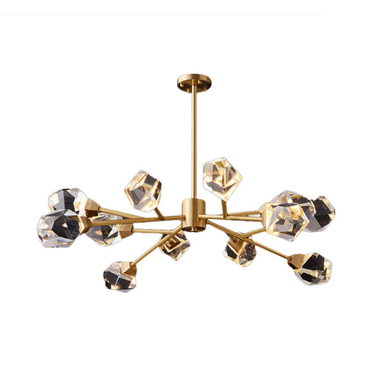 Modern Crystal Block Chandelier: Stylish 6/15/18 Lights Ceiling Pendant in Brass