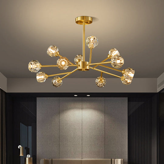 Postmodern Crystal Ball Chandelier With Brass Finish And Multiple Light Options