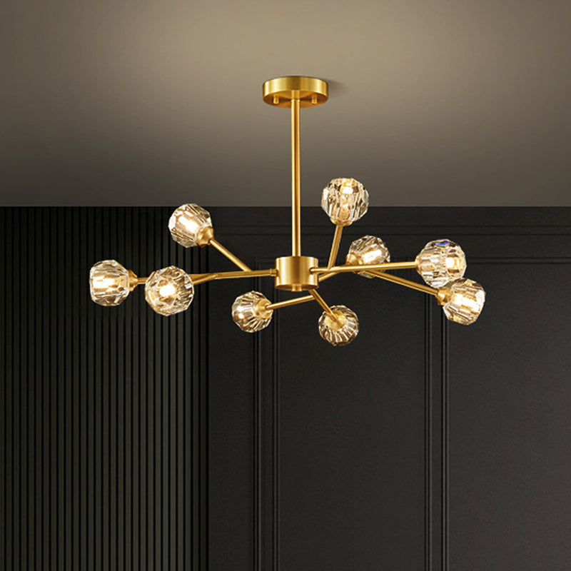 Postmodern Crystal Ball Chandelier With Brass Finish And Multiple Light Options