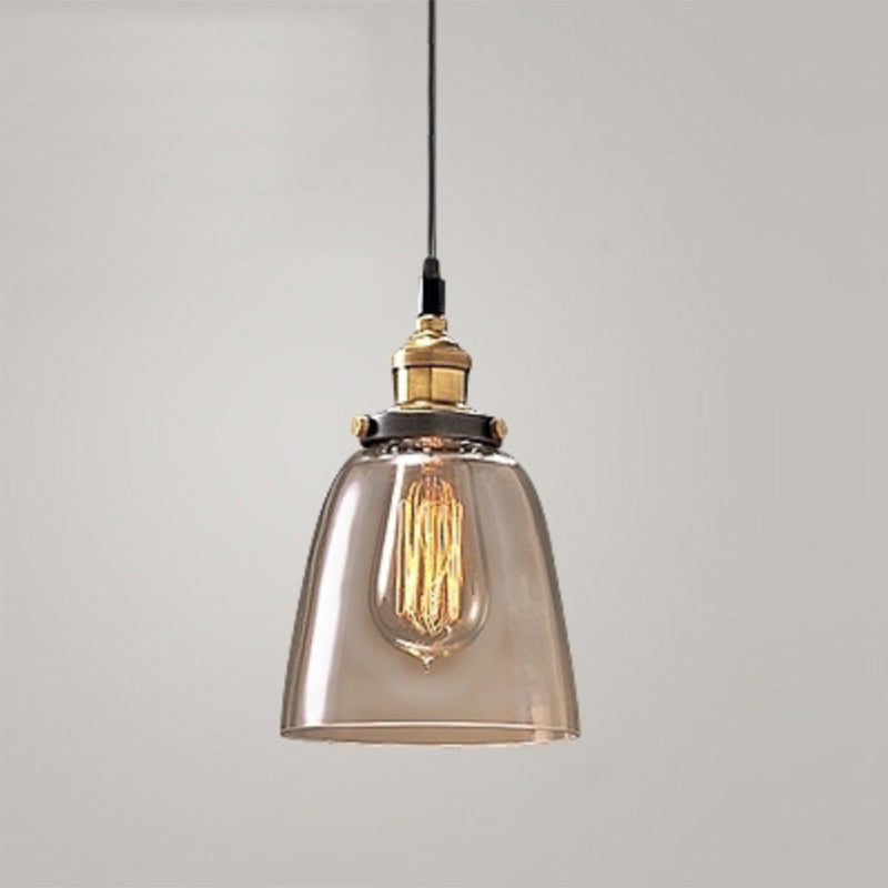 Farmhouse Style Glass Pendant Light With Geometric Shade For Dining Room Ceiling Tan / A