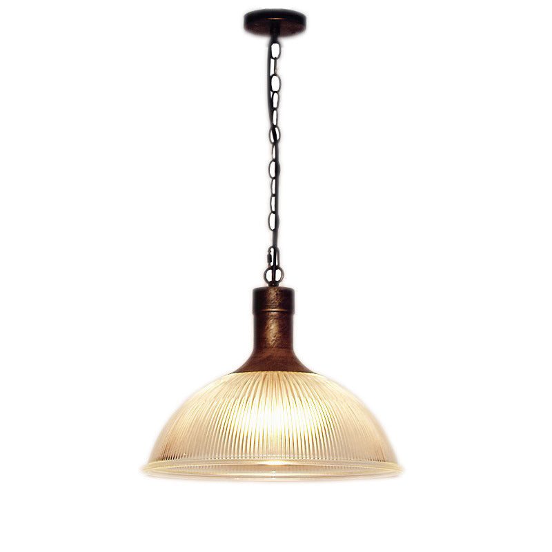 Ribbed Glass Dome Pendant Light Kit - Perfect For Living Rooms Bronze