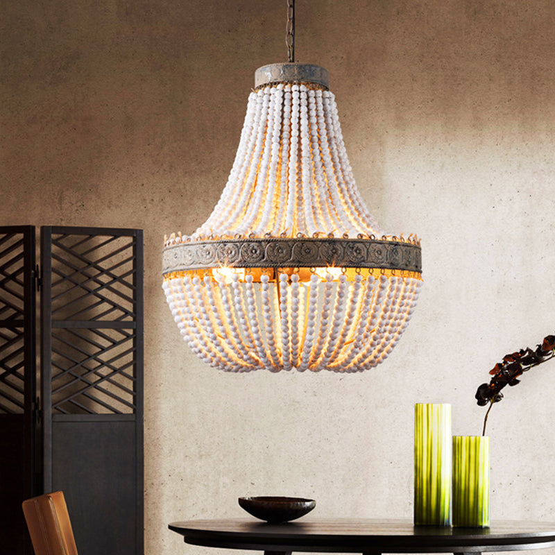 Rustic Wood Basket Pendant Lamp - Dining Room Suspension Lighting