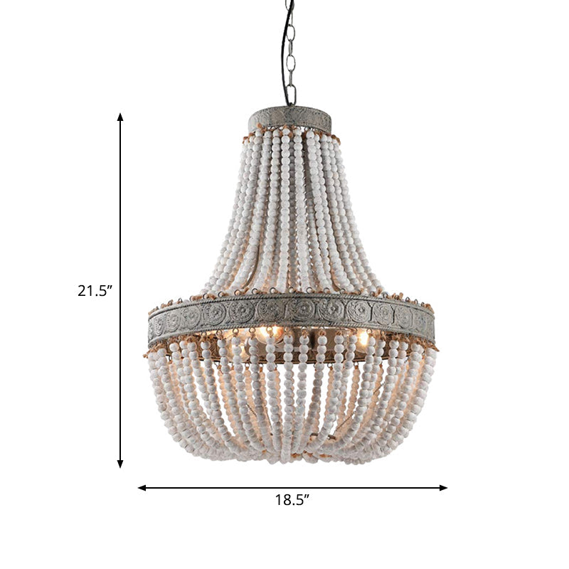 Rustic Wood Basket Pendant Lamp - Dining Room Suspension Lighting