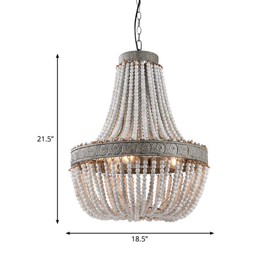 Rustic Wood Basket Pendant Lamp - Dining Room Suspension Lighting