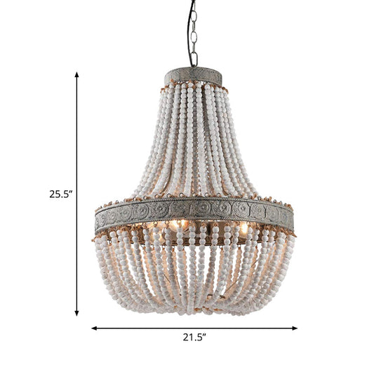 Rustic Wood Basket Pendant Lamp - Dining Room Suspension Lighting