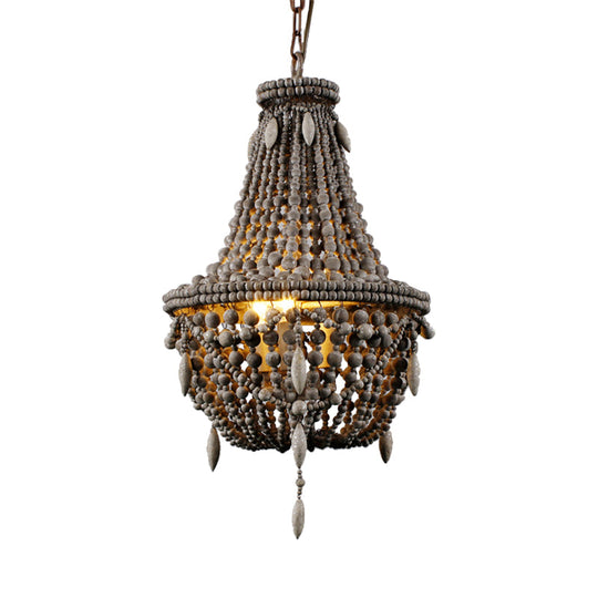 Rustic Wood Chandelier Light With 3 Pendant Lamps - Perfect For Country Living Rooms