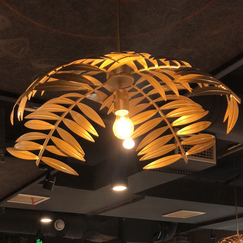 Rustic Iron Leaf Pendant Light For Restaurants - Suspension Ceiling Lamp