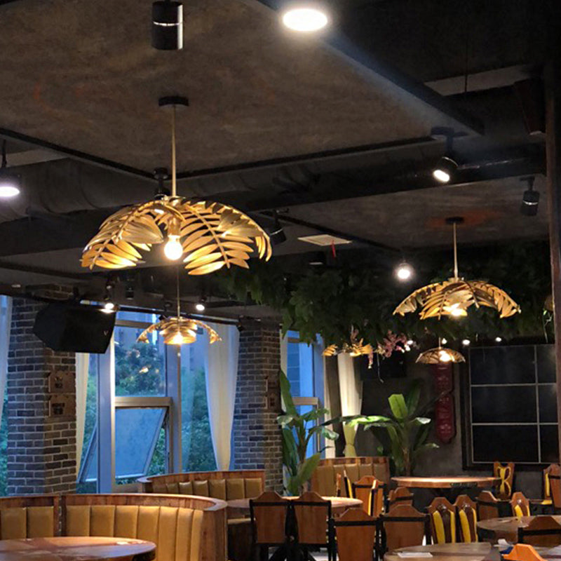 Rustic Iron Leaf Pendant Light For Restaurants - Suspension Ceiling Lamp