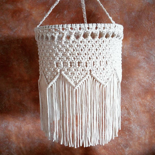 Rustic Hemp Rope Pendant Light With Criss-Cross Fringe Corridor Drop Design - 1 Head White