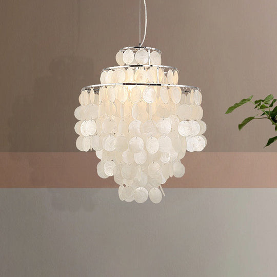 Retro Shell Silver Pendant Lighting For Tiered Dining Rooms / Large