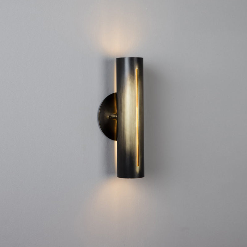 Metal Led Contemporary Wall Sconce Slit Tube Corridor Mount Light Black