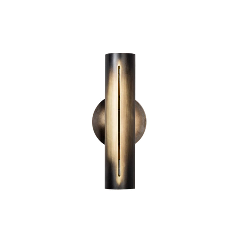 Metal Led Contemporary Wall Sconce Slit Tube Corridor Mount Light Brass