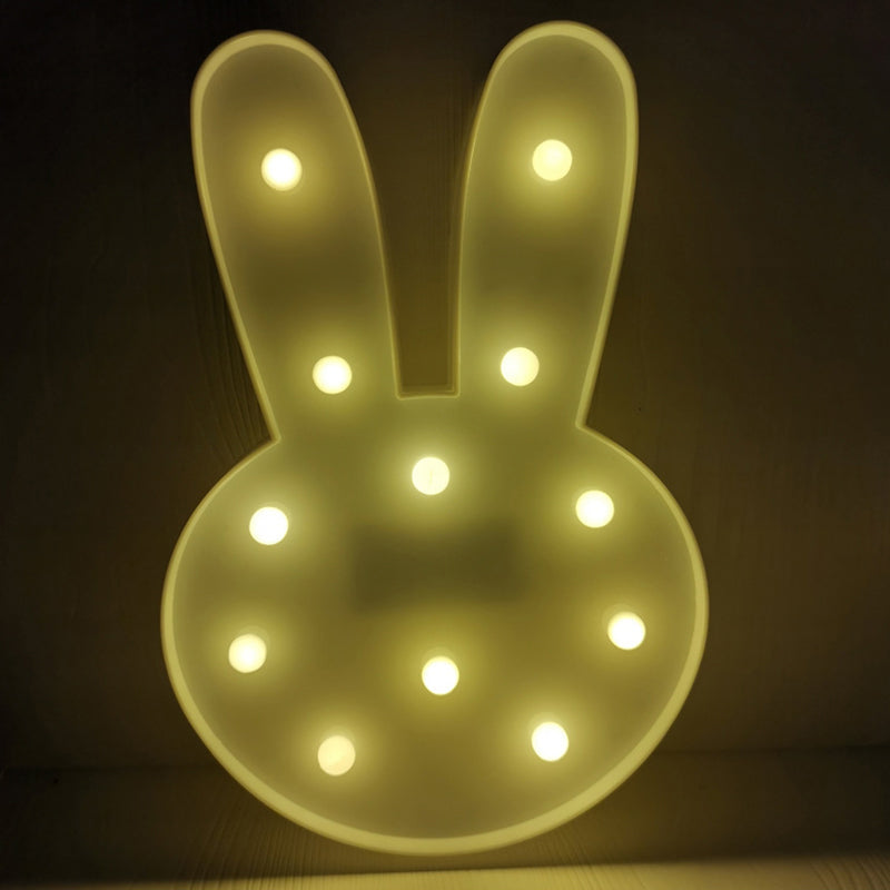 Minimalist Led Baby Room Night Light - Fruit And Animal-Themed Plastic Nightstand Lighting White