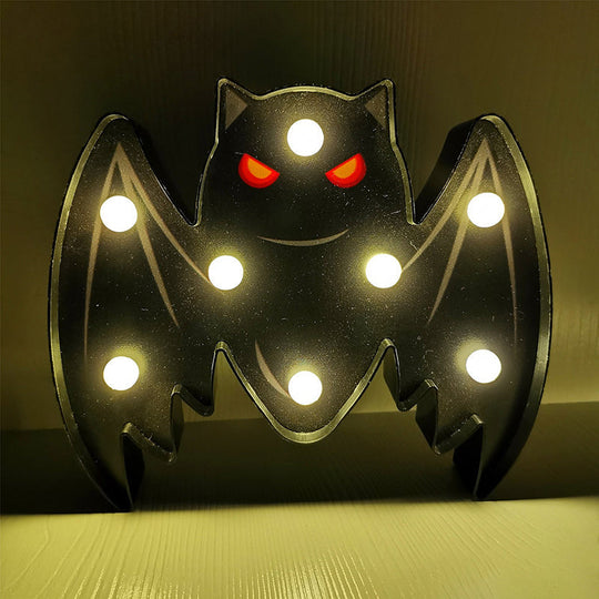 Horror-Themed Led Night Light: Battery Operated Compact Black Nightstand Lighting / D