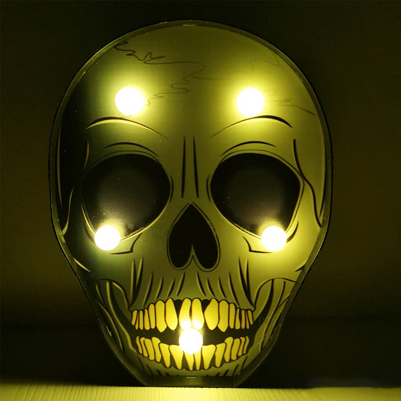 Horror-Themed Led Night Light: Battery Operated Compact Black Nightstand Lighting / A